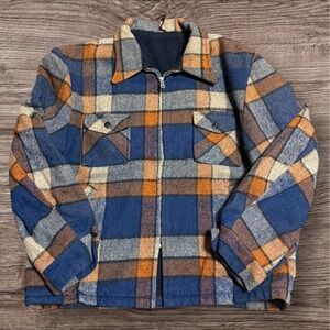 Vtg 1950's Serval Zipper Mackinaw Wool Field Chore Jacket Flannel XL Hunting